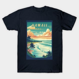 Hawaii Vintage Retro Travel Poster T-Shirt